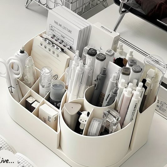 2-in-1 Desk Organizer with 360-Degree Rotating Pen Holder