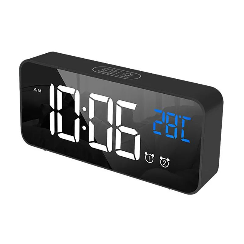 Rechargeable Voice Control Digital LED Alarm Clock