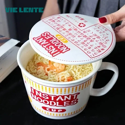 Ceramic Instant Noodle Bowl with Lid