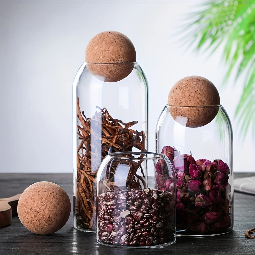 Glass Storage Jars with Cork Lids