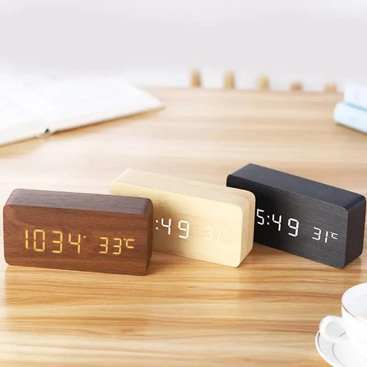 Wooden Digital LED Alarm Clock
