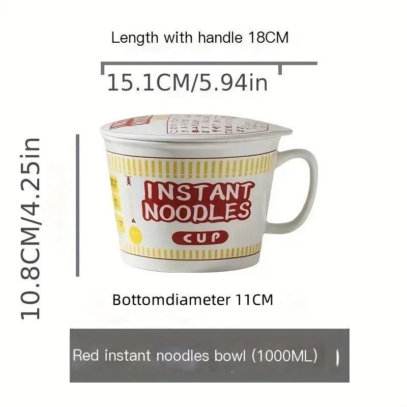 Ceramic Instant Noodle Bowl with Lid