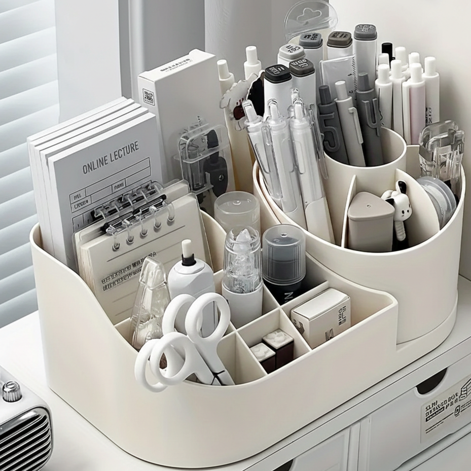 2-in-1 Desk Organizer with 360-Degree Rotating Pen Holder