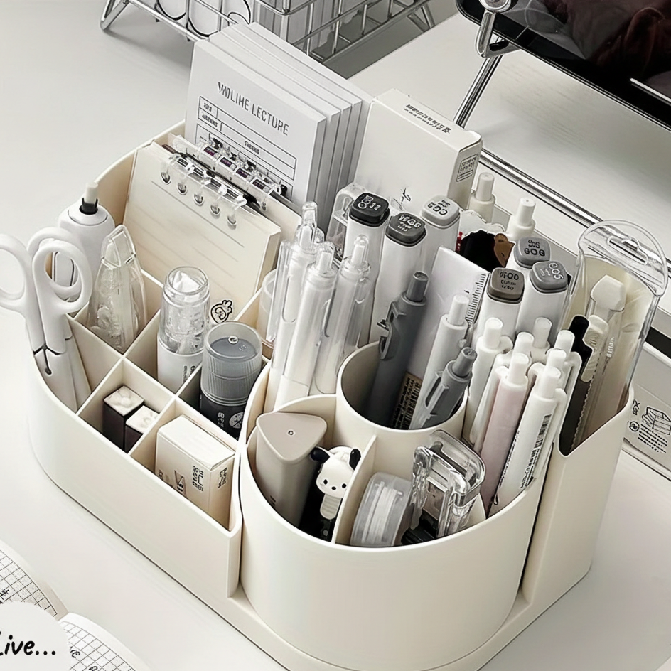 2-in-1 Desk Organizer with 360-Degree Rotating Pen Holder