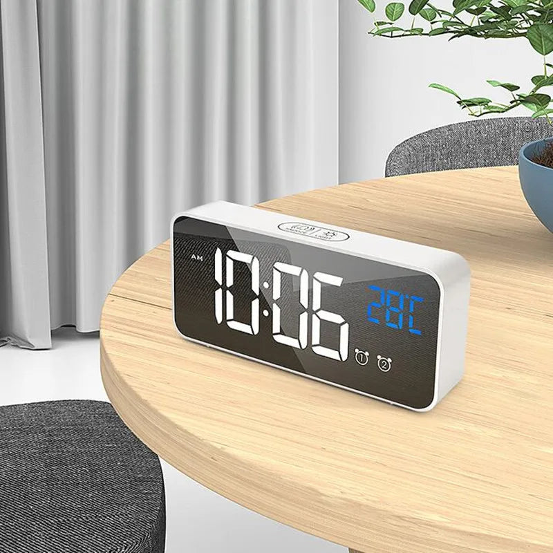 Rechargeable Voice Control Digital LED Alarm Clock