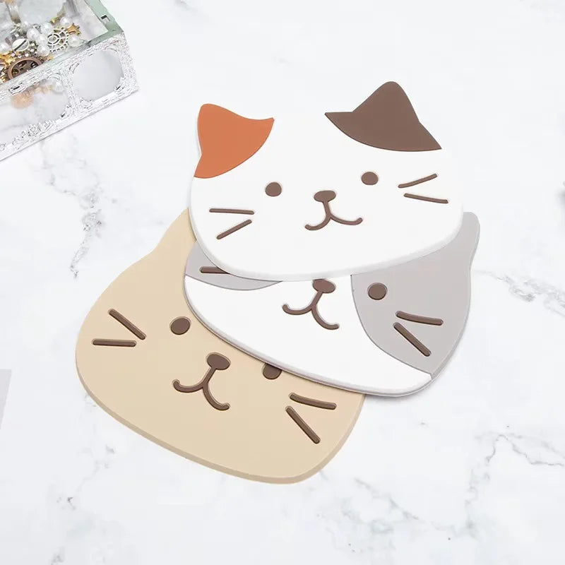 5 Pieces Cat Silicone Cup Coaster Set
