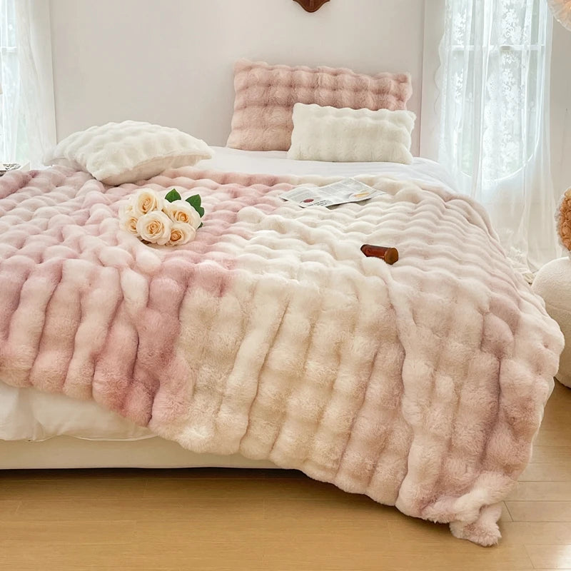 Double Layer Thick Faux Fur Blanket