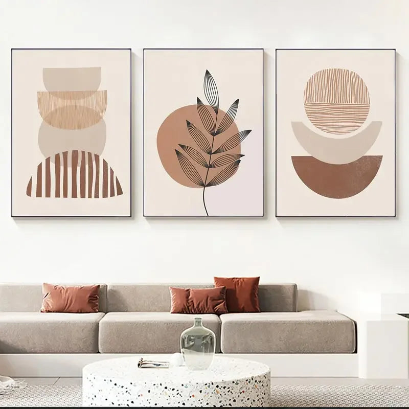 3Pcs Abstract Boho Geometric Canvas Art