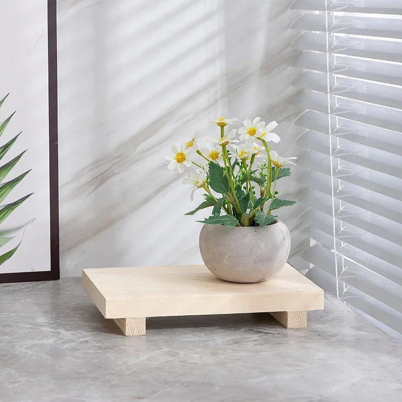 Wooden Pedestal Vanity Stand and Storage Tray