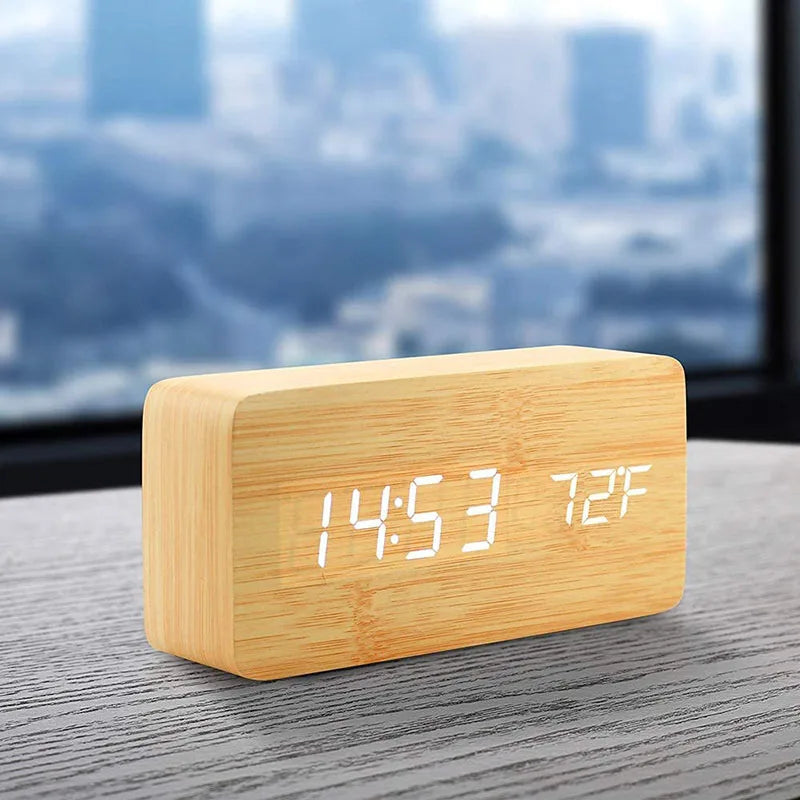 Wooden Digital LED Alarm Clock