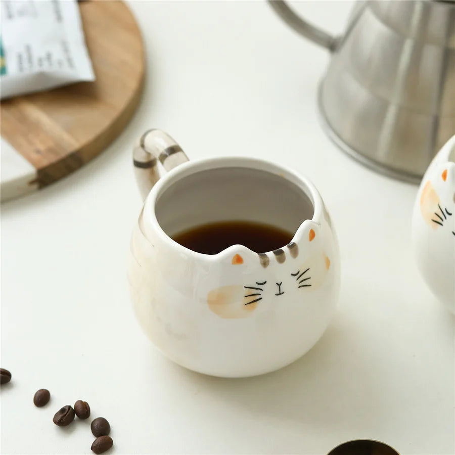 Cat-Shaped Ceramic Mug