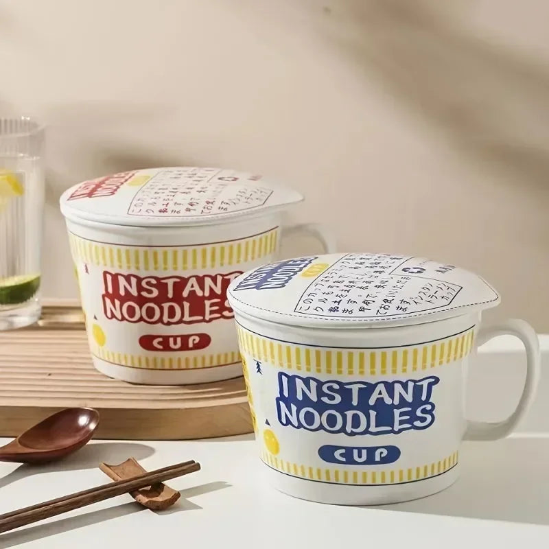 Ceramic Instant Noodle Bowl with Lid