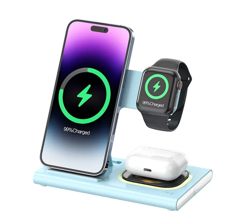 3-in-1 Foldable Wireless Charger Stand 200W – iPhone, Apple Watch & AirPods