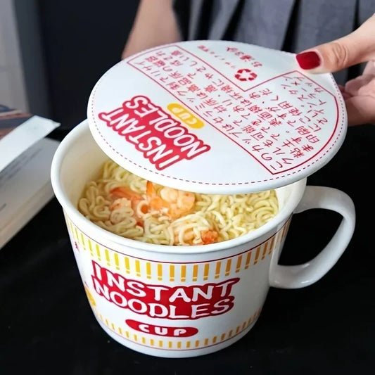 Ceramic Instant Noodle Bowl with Lid