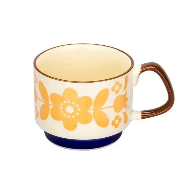 Retro Ceramic Flower Mug