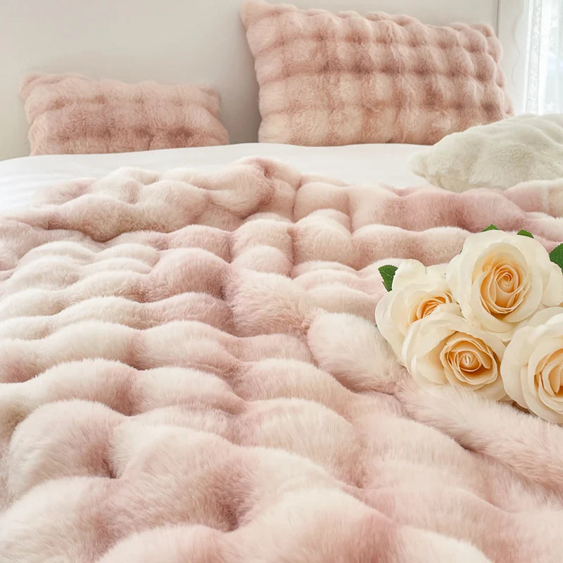 Double Layer Thick Faux Fur Blanket