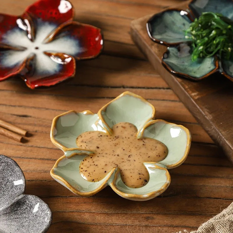 Flower Shaped Ceramic Dipping Sauce Dish
