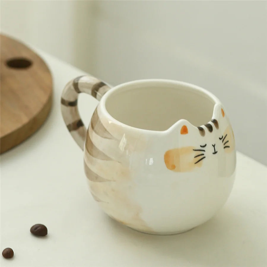 Cat-Shaped Ceramic Mug