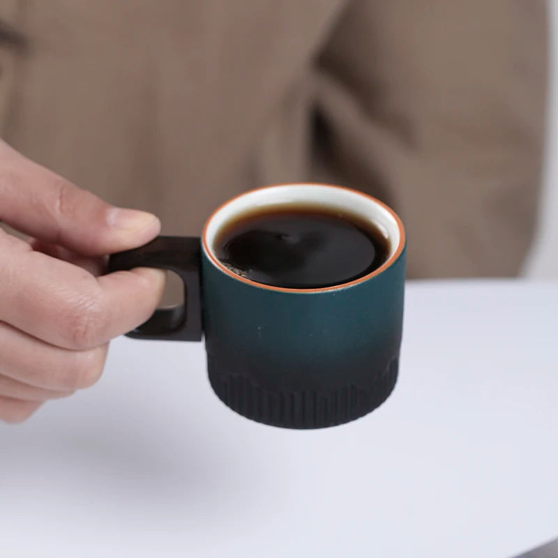 60ml Vintage Handmade Ceramic Cup with Wooden Handle