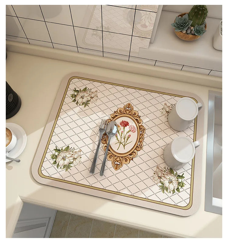 Super Absorbent Non Slip Kitchen Draining Mat