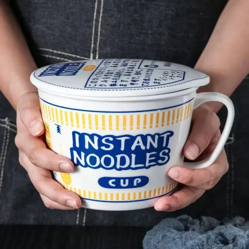 Ceramic Instant Noodle Bowl with Lid
