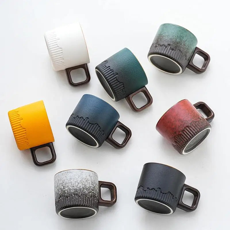 60ml Vintage Handmade Ceramic Cup with Wooden Handle