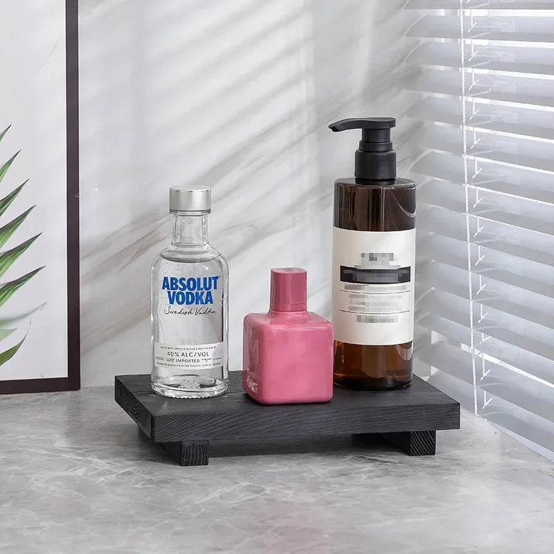 Wooden Pedestal Vanity Stand and Storage Tray