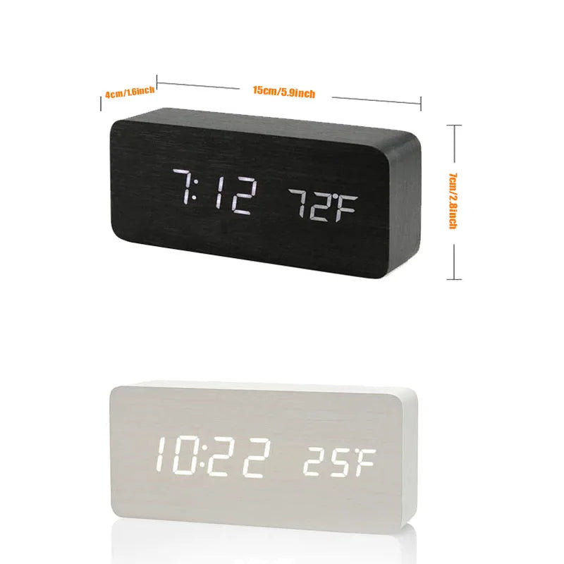 Wooden Digital LED Alarm Clock
