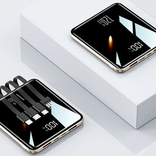 500,000mAh Mini Power Bank – Fast Charging with 4 Built-in Cables