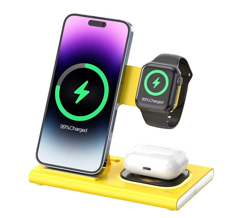 3-in-1 Foldable Wireless Charger Stand 200W – iPhone, Apple Watch & AirPods