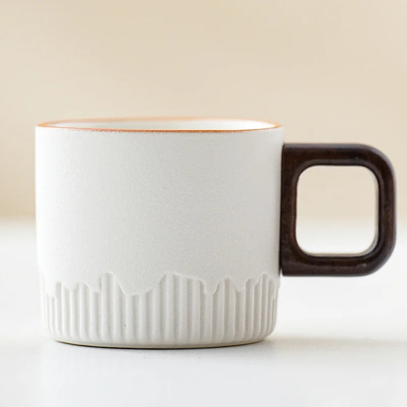 60ml Vintage Handmade Ceramic Cup with Wooden Handle