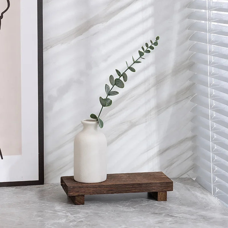 Wooden Pedestal Vanity Stand and Storage Tray