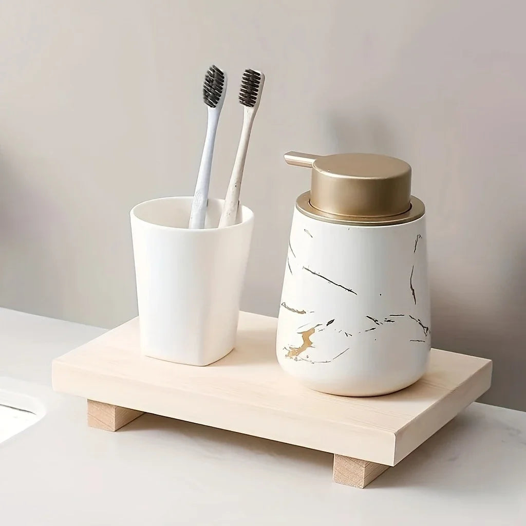 Wooden Pedestal Vanity Stand and Storage Tray