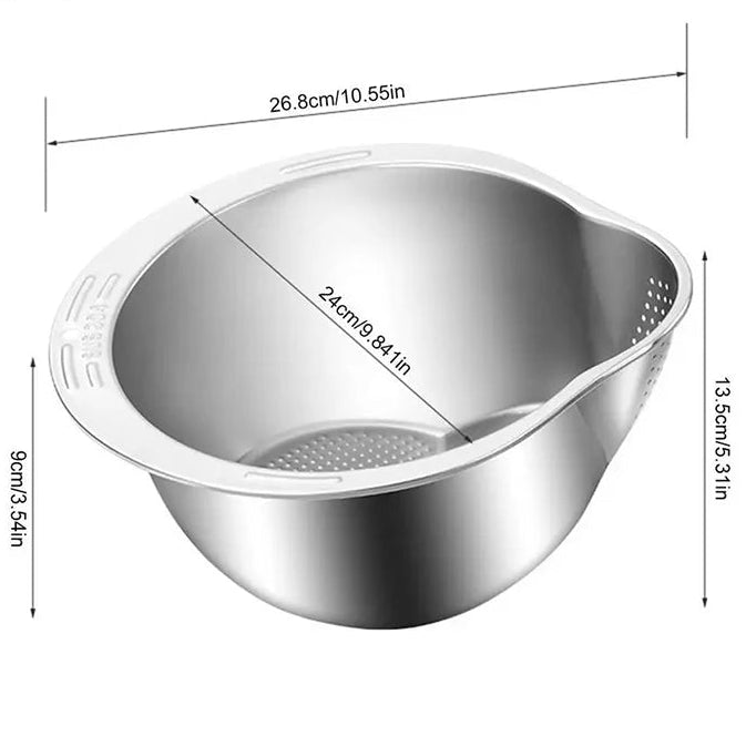 Stainless Steel Rice Washer Strainer Bowl