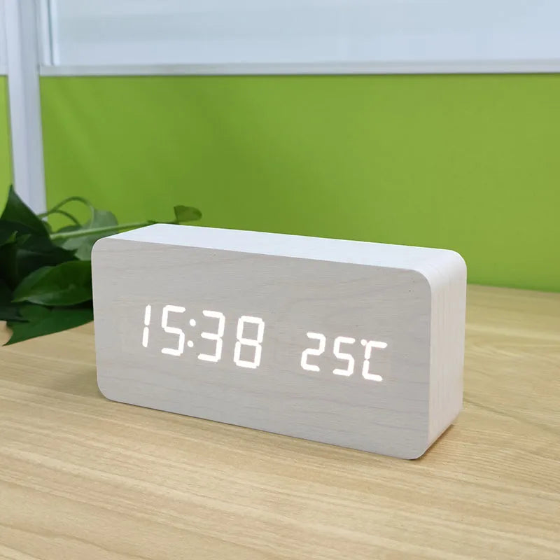 Wooden Digital LED Alarm Clock
