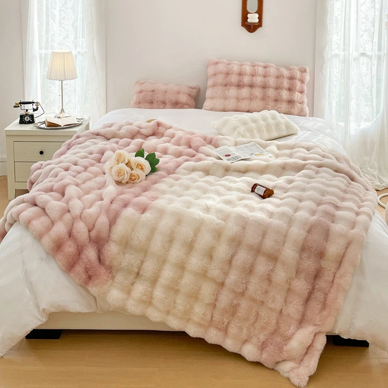 Double Layer Thick Faux Fur Blanket