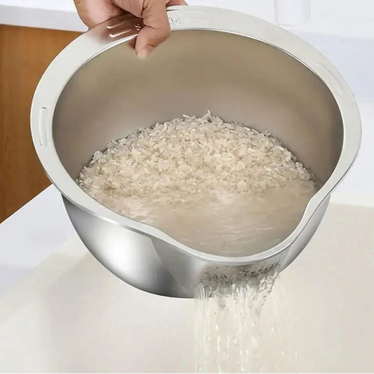 Stainless Steel Rice Washer Strainer Bowl